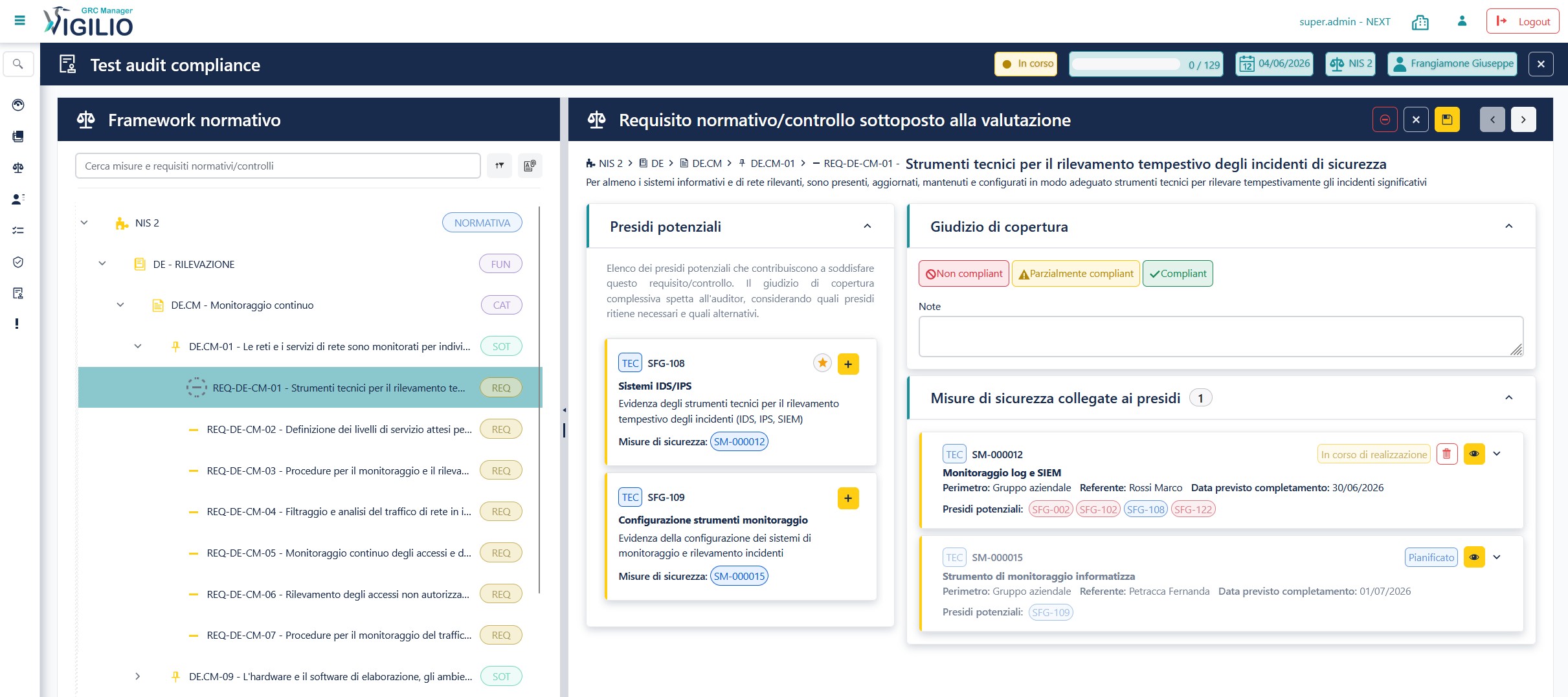 Una sessione di audit sulla compliance aziendale NIS2